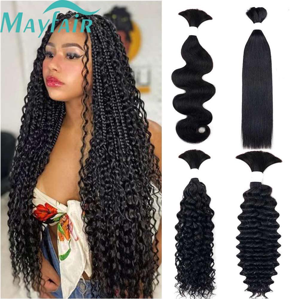 Braiding Hair Human Bulk Hair Deep Wave Bulk Human Braiding Hair for Braids Hair No Weft Deep Wave Human Hair Extension 50-80cm