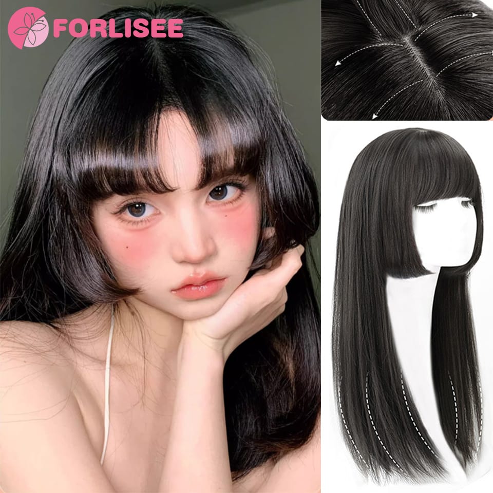 FORLISEE Cosplay Wig Female Princess Cut Bangs Long Straight Hair New Japanese Ji Hair Thin Breathable Lolita Wig