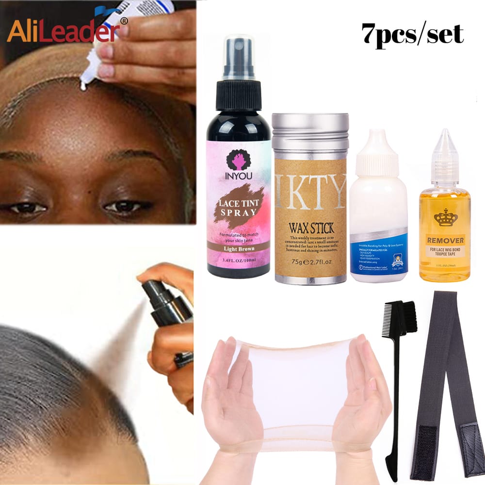 New Lace Tint Spray Hair Wig Wax Stick Waterproof Lace Wig Glue Remover Glue Elastic Wig Band For Lace Front Wigs Accessories