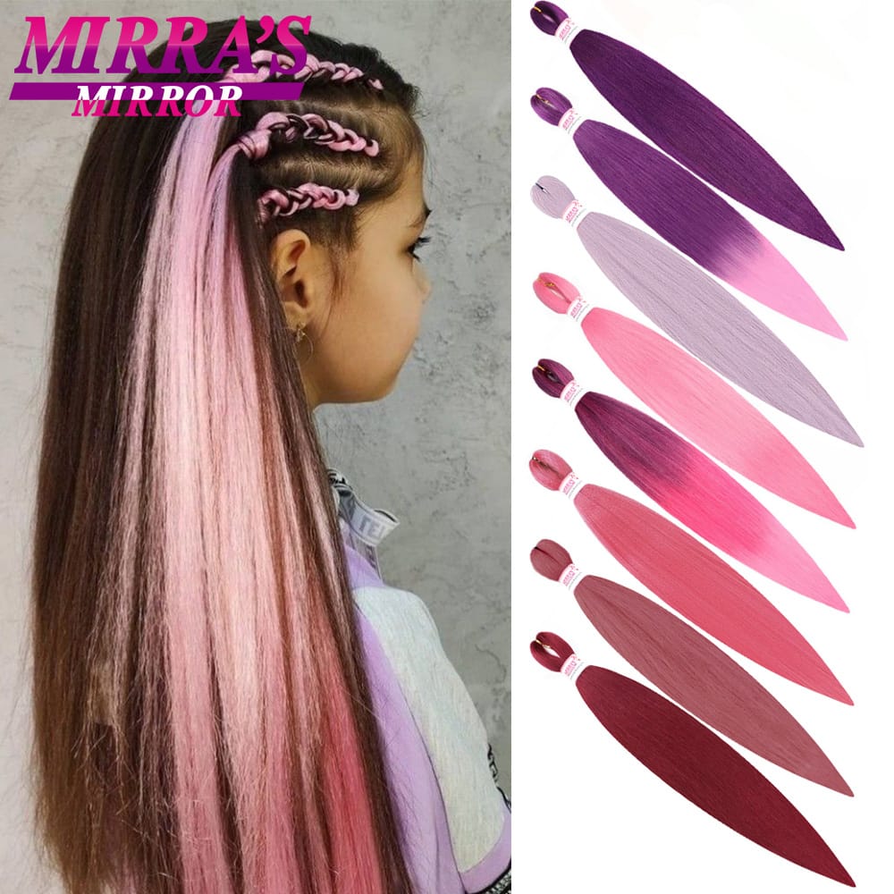 Pink Jumbo Braids Hair Extensions 28 Inch Synthetic Braiding Hair Pre Stretched Yellow Blue Green Orange Red Purple Braids