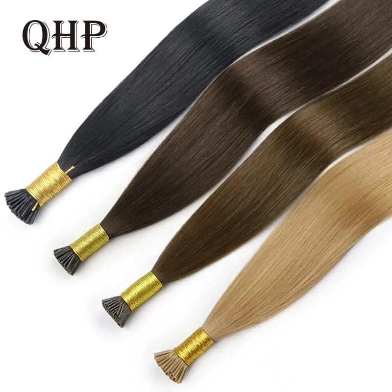 Straight I Tip Hair Extensions Human Hair 50pcs/ Set Natural Hair Extensions Keratin Capsule Brown 613 Blonde Color 12-26inch