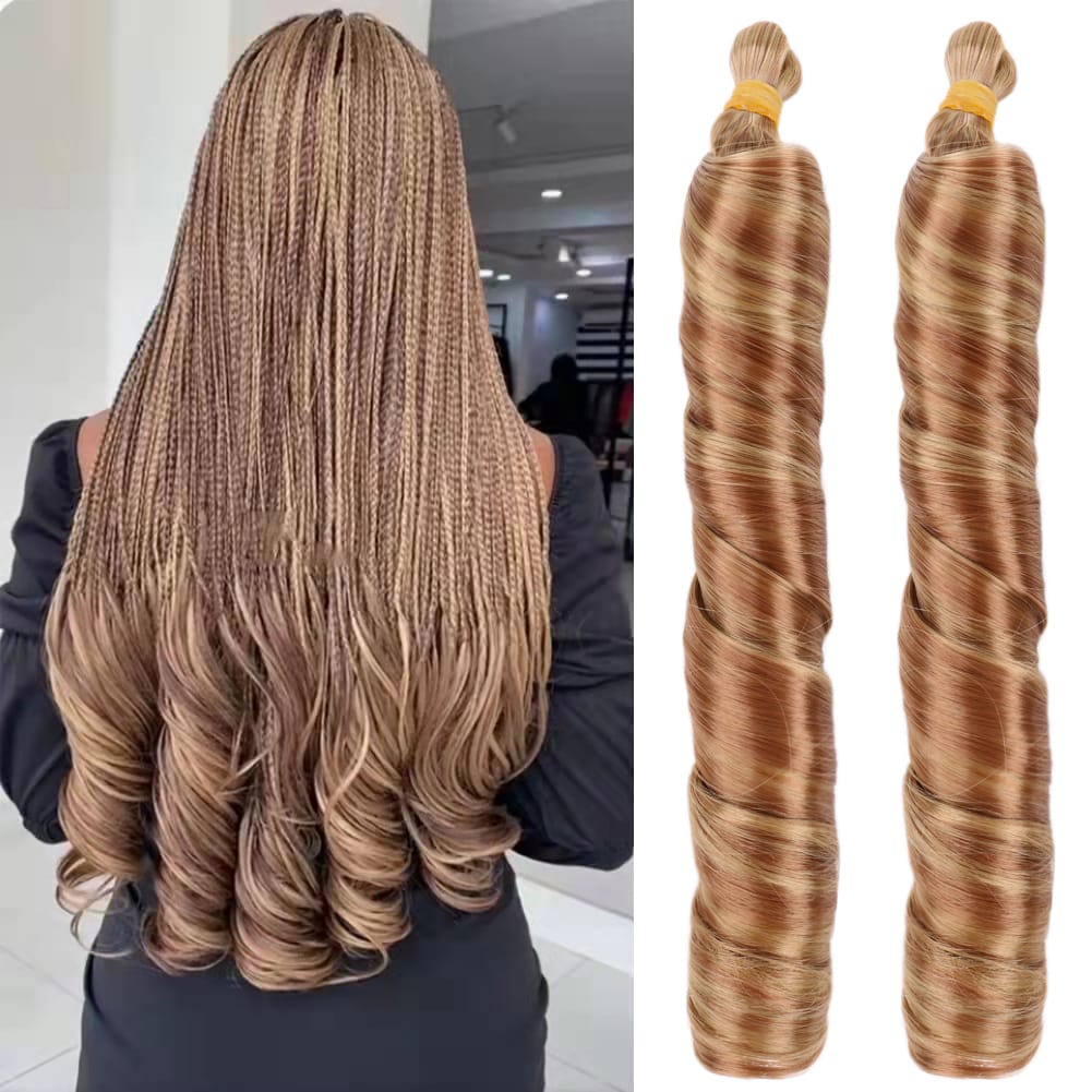 Synthetic Loose Wave Braiding Hair Extensions Spiral Curls Crochet Hair Pre Streched French Curls Hair Bulk For Curly End Braids
