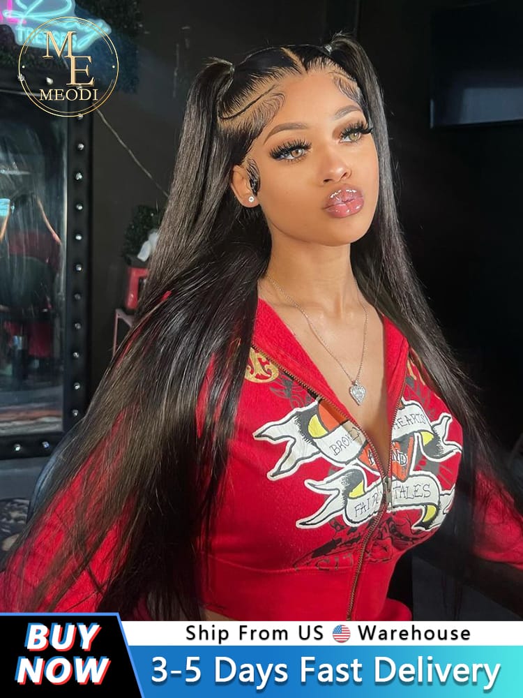 Meodi Bone Straight 13x6 Hd Transparent Human Hair Wig 13x4 Lace Front Wig 360 Pre Plucked Lace Frontal Wigs For Women 4x4 Lace