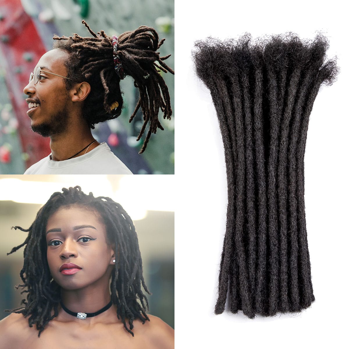 Dreadlocks Extensions Human Hair 0.2 0.4 0.6 0.8 cm Handmade Crochet Braid Loc Extensions Dread Extension Dreadlocks 4-18 Inch