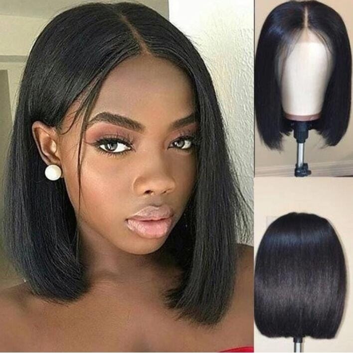 SuQ Short Bob Wig Black Straight Hair Wigs for Black Women Pre-Plucked Natrual Hair Wigs Cosplay
