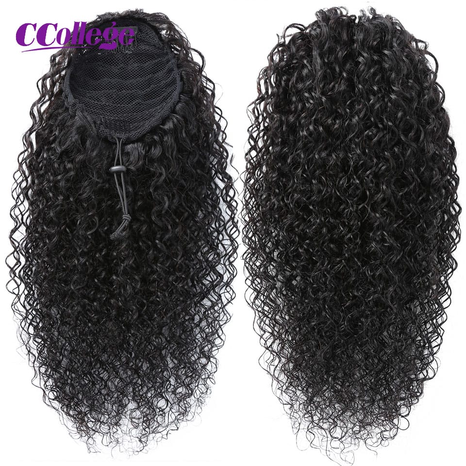 Ponytail Human Hair Extensions Curly Ponytail Extensions Drawstring Straight Hair CCollege 8-30 Inches Afro Kinky Curly