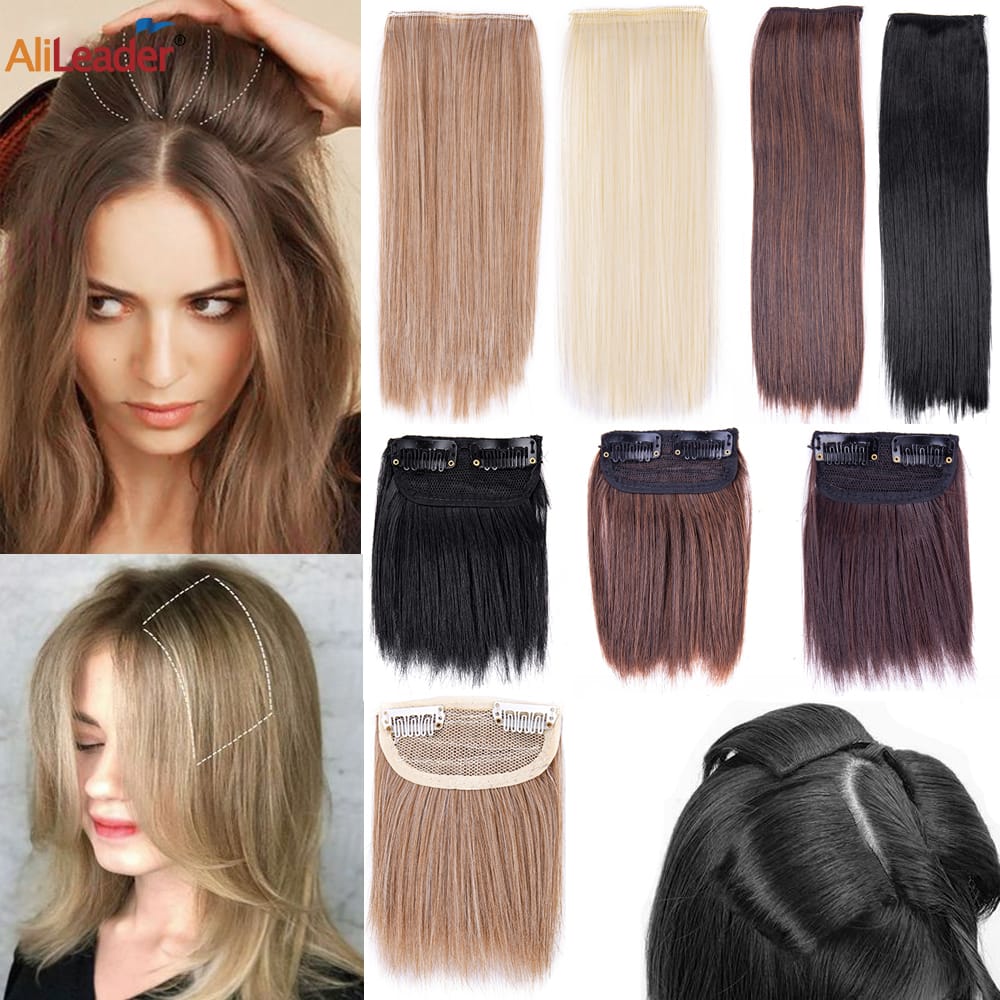 Thick Hairpieces Clip In Hair Extensions Synthetic Invisible Seamless Hair Pads Volume 2 Clips Hair Topper For Thinning Hair