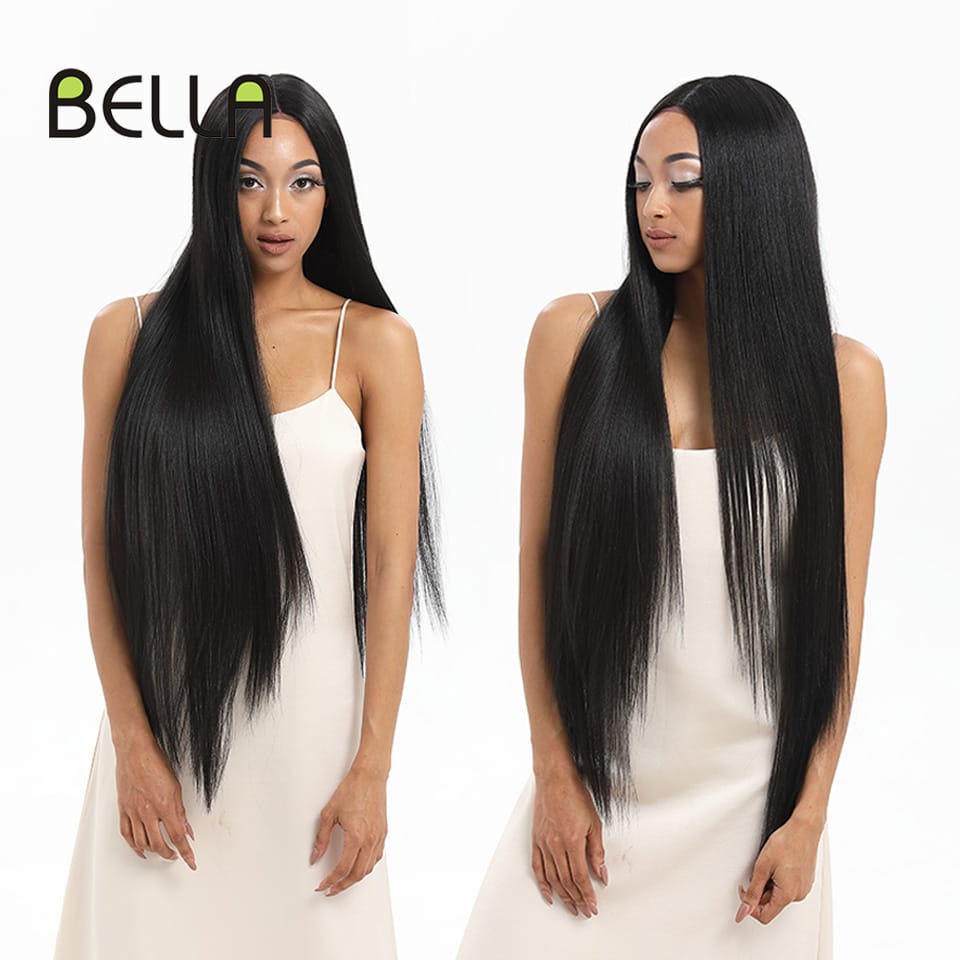 Bella Synthetic Straight Lace Wigs 38Inch Super Long Straight Hair Lace Front Wig Lolita Pink Blonde Cospaly Wigs For Woman