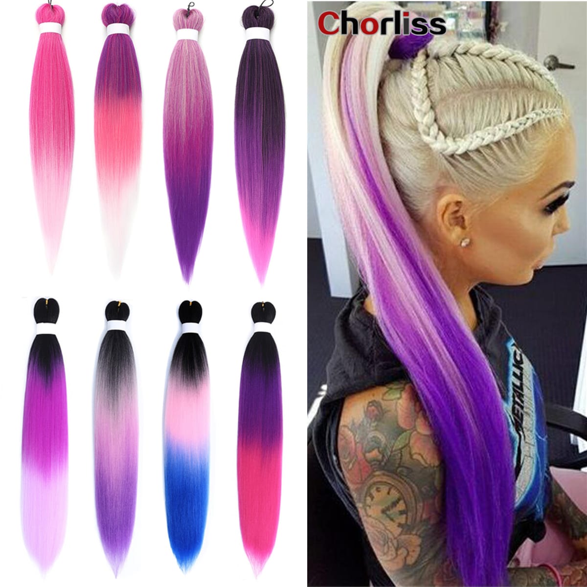Ombre DIY Jumbo Box Braids Halloween Synthetic Crochet Braiding Hair Extensions Pre Stretched Yaki Eazy Braids Hair For Girl Kid
