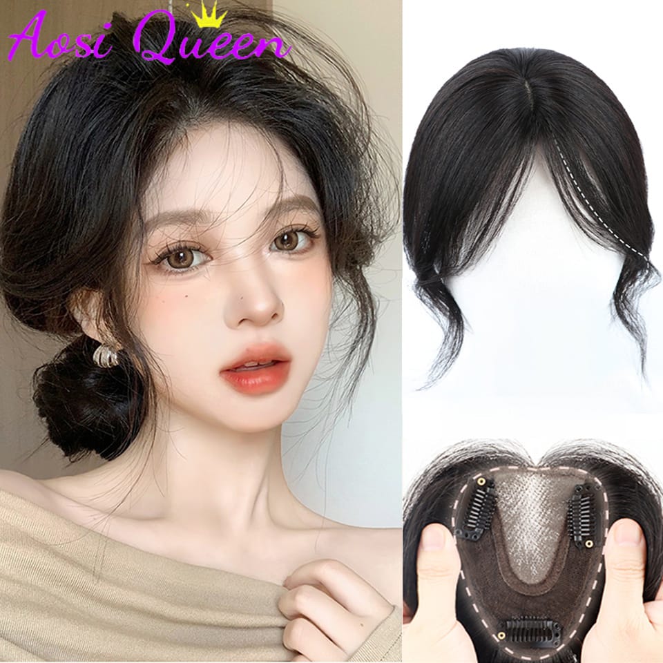 Synthetic S-shaped French Bangs Clip-In Bangs Extension Natural Fake Fringe Topper Hairpiece Invisible Clourse Bangs Covers Hair