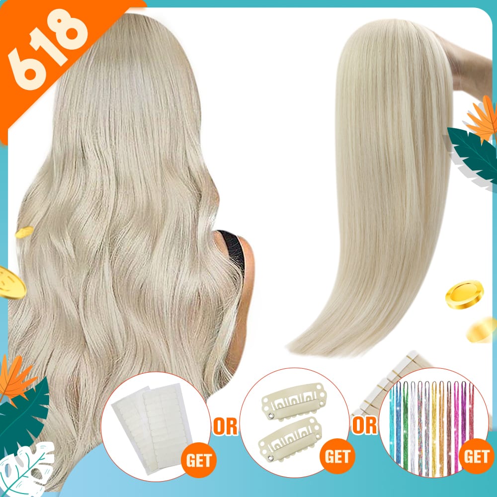 [Last 12 Months] Ugeat Tape in Hair Extensions Virgin Hair 100% Real Human Hair 10A Grade Hair Extensions Tape Ins Pure Color