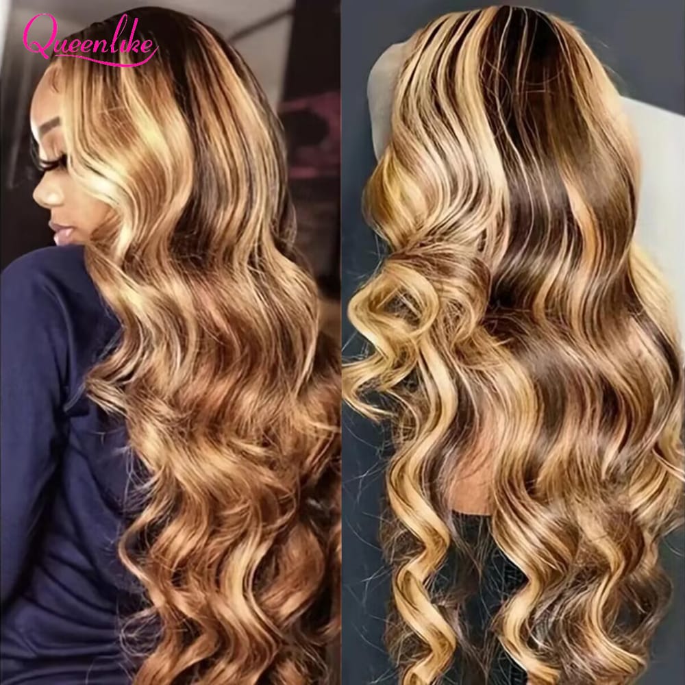 P4/27 Highlight Wig Human Hair Colored Human Hair Wigs for Women 26 28 30 inch Ombre Brown Body Wave Lace Frontal Wig Brazilian