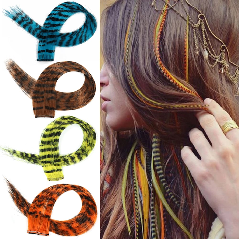 Synthetic 18" Feathers Hair Clip in One Piece Hair Extension DIY Colorful Hairpiece For Fashion Beautiful Girls
