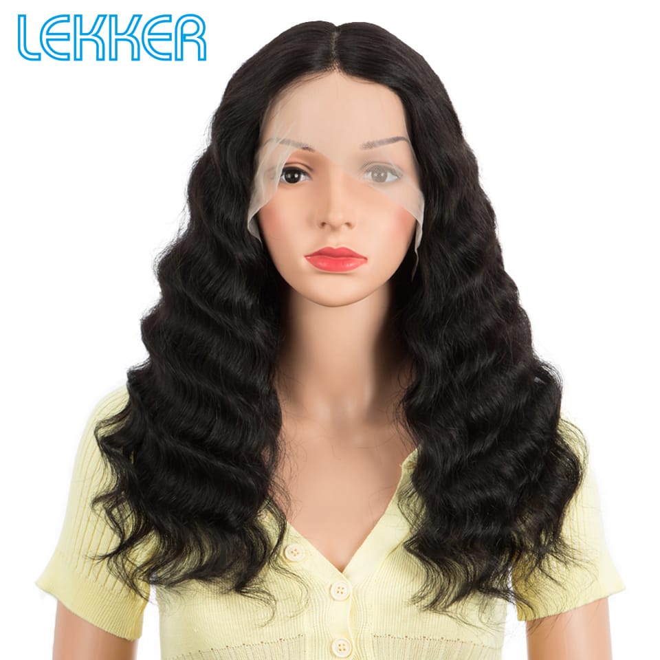 Lekker Ombre Brown Deep Wavy 13x6x1 Lace Front Human Hair Wigs For Women Glueless Brazilian Remy Hair 250% Body Wave Colored Wig