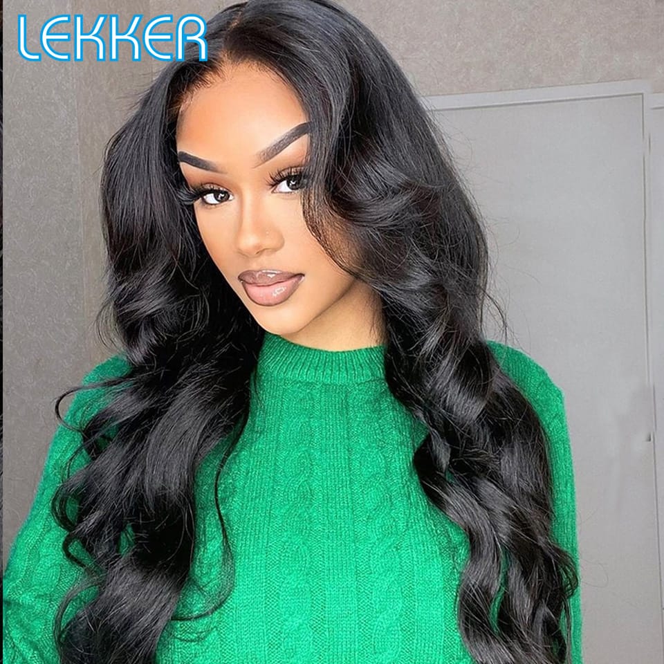 Lekker Wavy 13x6x1 T Part Lace Front Human Hair Wig For Women Glueless Brazilian Remy Hair Body Wave Middle Part Wear go Bob Wig