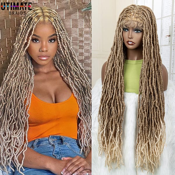 Dreadlock Braided Wigs Synthetic Full Lace 36 Inches Colorful Knotless Box Braiding Hair Wig for Afro Brazilian Women Daily Use