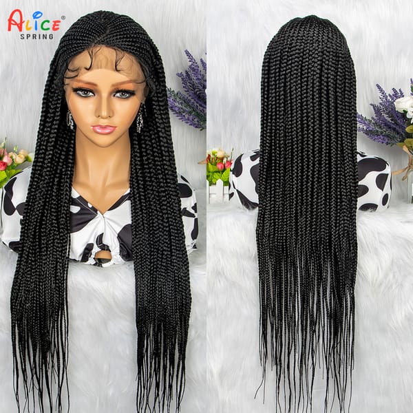36 Inches Braided Wigs Synthetic Lace Front Braids Wig for Black Women Knotless Lace Front Brading Hair Wigs with Baby Hair