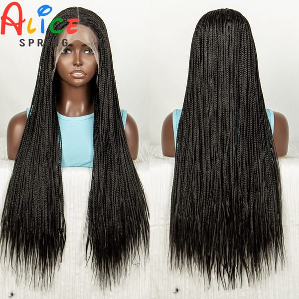 Straight Braided Wigs 32inch Synthetic Lace Front Braiding Hair Wig Transparent Lace Frontal Knotless Braided Wig with Baby Hair