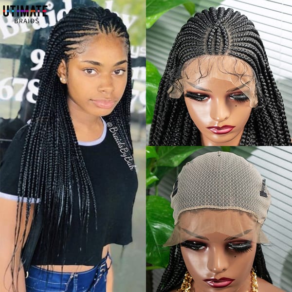 Braided Wigs Synthetic Lace Front Wig For Woman 34 Inches Box Braid Wig With Baby Hair Daily Wear Full Lace Frontal Wig