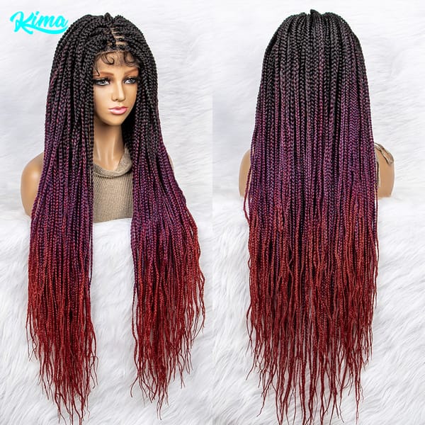 New Gradient Color Braided Wigs Synthetic Lace Front Wig With Baby Hair Lace Front Knotless Box Braids Wigs for Black Women