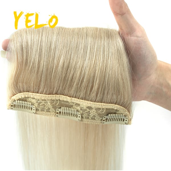 Part Clips In Unprocessed Remy Human Hair Extensions One Piece Half Full Head Wig Straight Hairpiece With 3 Clip Remy Human Hair