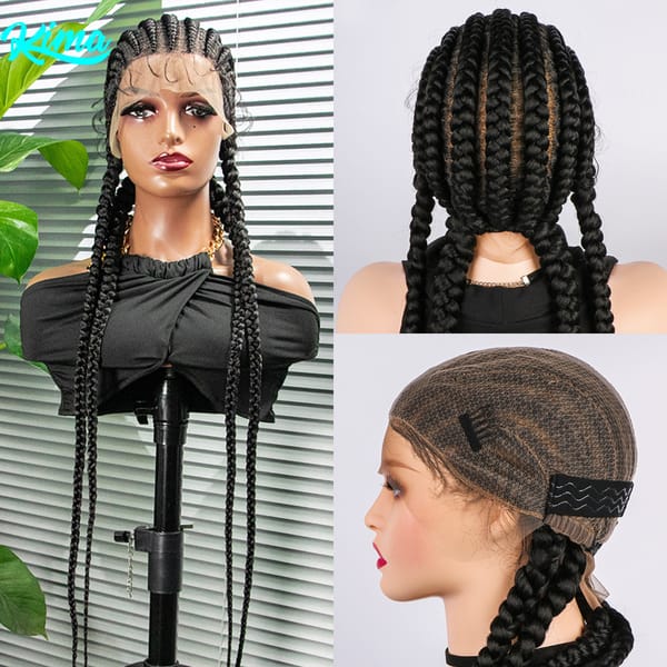 Synthetic 36 Inches Long Box Braided Wig With Baby Hair For Black Women With Gift Synthetic Lace Front Wigs Full Lace Wigs