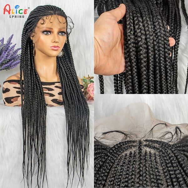 36 inches Synthetic Braided Wigs With Baby Hair Dutch Cornrow Braiding Hair Wigs For Black Women Synthetic Lace Front Braids Wig