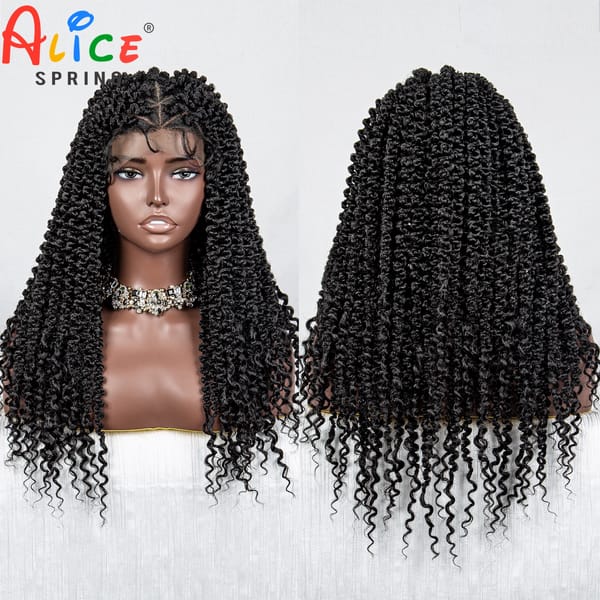 HD Full Lace Braided Wigs Knotless Box Braided Wig for Black Women Synthetic Lace Frontal Knotless Braided Wigs with Baby Hair