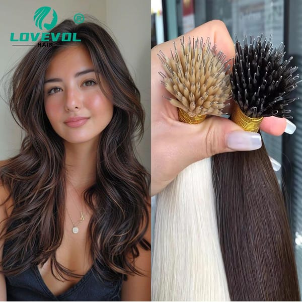 50Pcs Nano Ring Human Hair Extensions Straight Remy Micro Beads Ring Hair Extension 0.5g/0.8g/1g/Strand 12-26Inch Natural Color