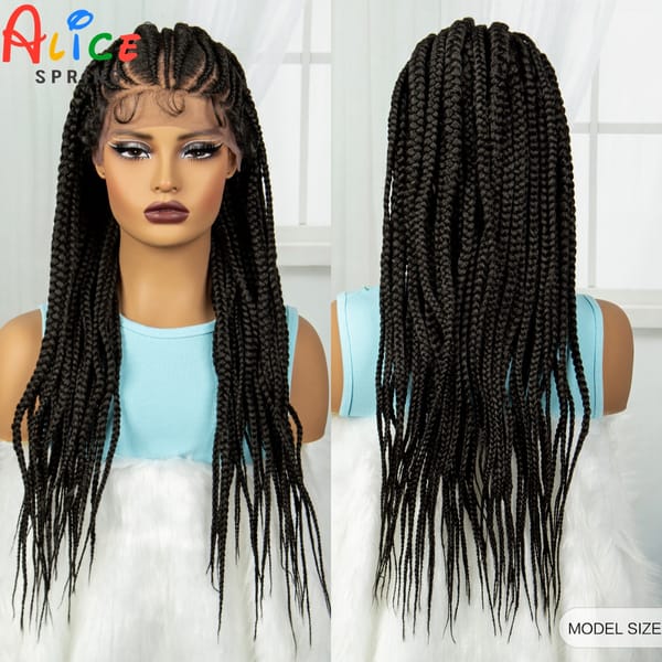Braided Wigs Synthetic Lace Front Knotless Box Braids Lace Frontal Wig for Women Straight Braiding Hair Wigs with Baby Hair