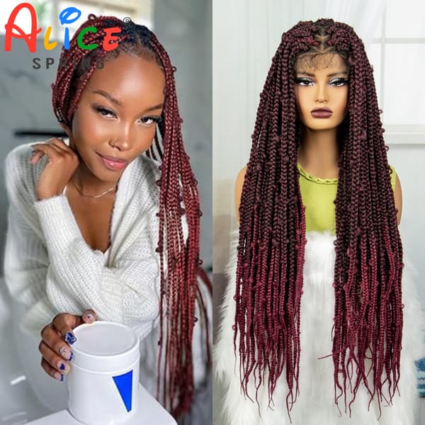 Full Lace Braided Wigs Synthetic Butterfly Braided Wig Butterfly Locs Knotless Box Braids Wigs with Baby Hair for Black Women