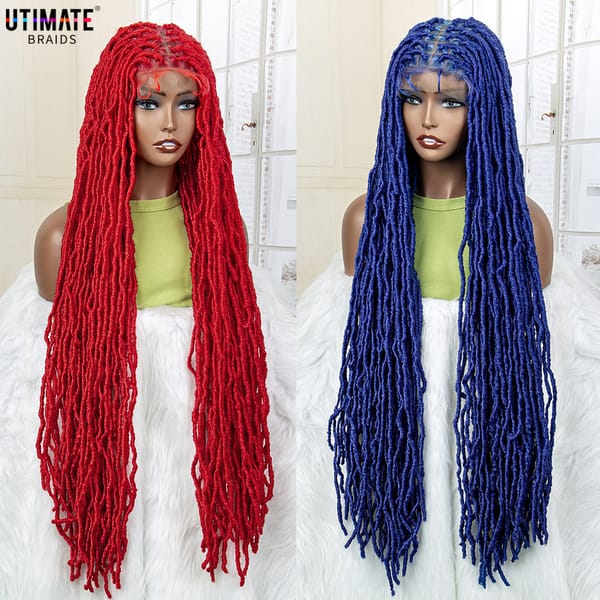 Colorful Locs Braided Wigs Synthetic Full Lace Knotless Dreadlock Box Braiding Wig for Women with Baby Hair Lace Frontal Wigs