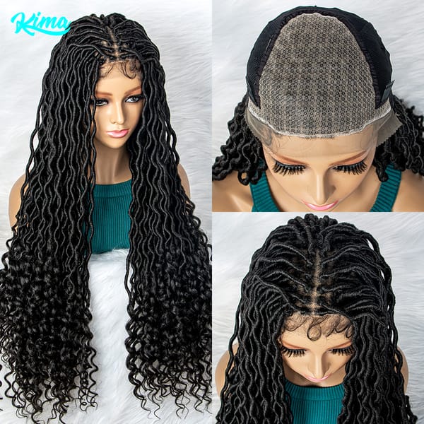 New Arrival 32" Synthetic Lace Front Wig Braided Wigs Braid African With Baby Hair Braided Lace Front Wigs Curly Dreadlocks Wigs