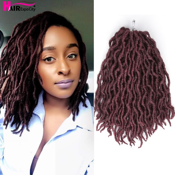 12"18"24" Goddess Faux Locs Crochet Hair Synthetic Wave Hair Ombre Braiding Hair Extensions 18Strands Gypsy Locs Hair Expo City