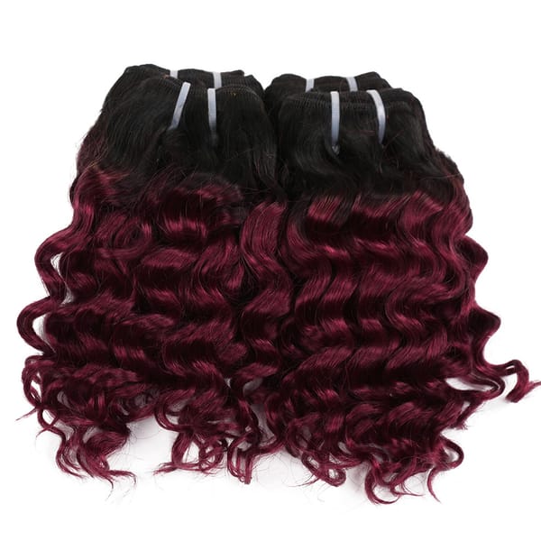 Real Beauty Deep Wave Ombre 1B/27 Remy Human Hair Bundles 50g Two Tone Honey Blonde 8” Short Bob Style Brazilian Hair Weave