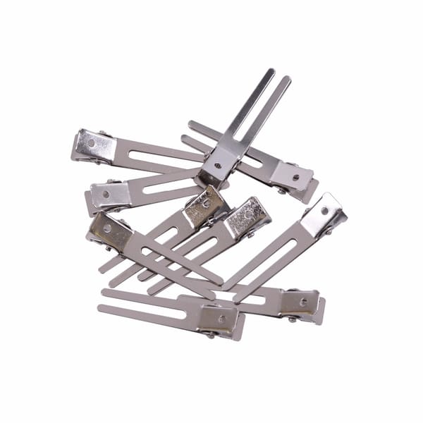 10 Pcs 45mm Double Prong Alligator Hair Clips Flat Metal Boutique Hairpins With No Teeth for DIY Hair Styling Accessory