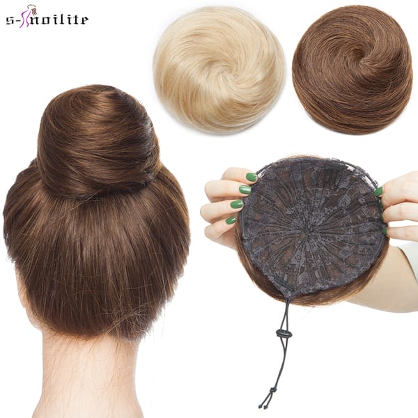 S-noilite 30g Hair Bun Donut Chignon Hairpiece Wrap On Elastic Scrunchie Black Brown Blonde Headwear Clip In Extension Hair Band