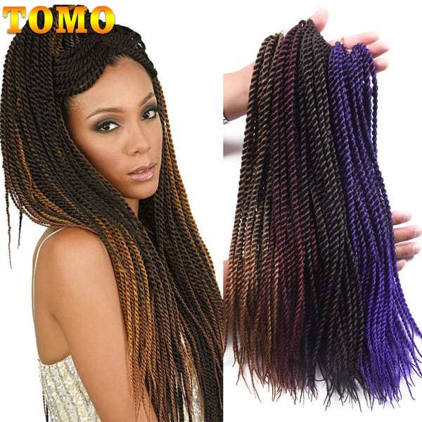 TOMO Synthetic Senegalese Twist Crochet Braid Hair Weaves Ombre Braiding Hair Extensions 30roots Long And Shot Black Brown Red