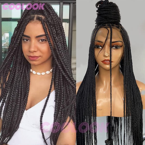 Synthetic Lace Front Wigs Full Lace Braided Wigs Cornrow Braided Wigs Small Box Braids Lace Front Wigs African Square Hair Wigs