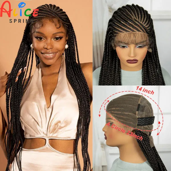 36 Inches Cornrow Braided Wigs Synthetic Full Lace Knotless Braids Wig for Black Women Straight Braiding Hair Wig with Baby Hair