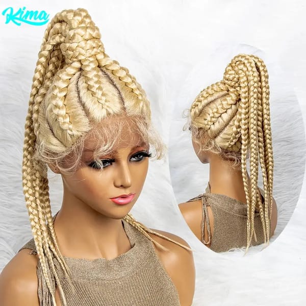 Braided Wigs Synthetic Lace Front Wigs 24inches Braided Ponytail Wigs African Braiding Hair With Baby Hair Ponytail hair Wigs