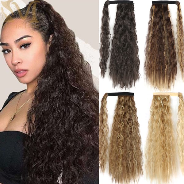 Long Curly Ponytail Synthetic Deep Wave Ponytail for Women 22 34Inch Clip In Hair Extension Clip in Wrap Around Ponytail
