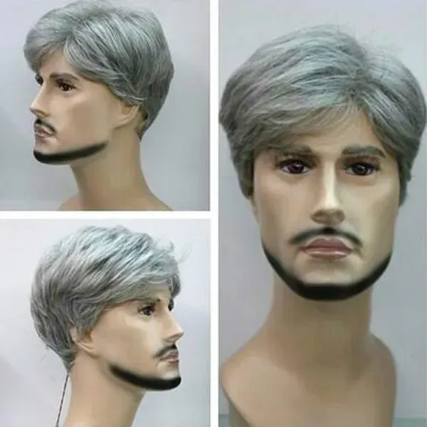 Stylish Short Man's Mixed Grey Handsome Nature Hair Wig