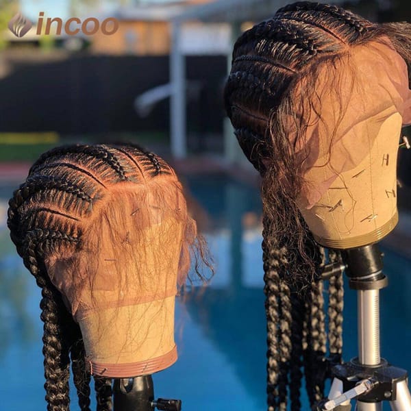 36” Synthetic Cornrows Braided Wigs Full Lace Front Wig For Black Women Jumbo Knotless Box Braid Lace Wigs Glueless African Hair