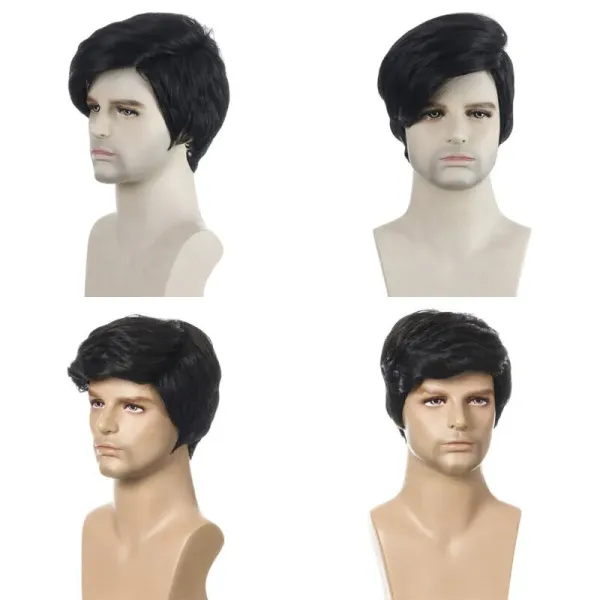 Mens Black Short Hair Wigs Fashion Handsome For Daily Party Natural Full Wig