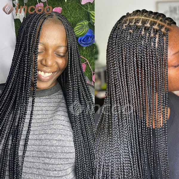 Synthetic Braids Wigs With Baby Hair Full Lace Front Braids Wig 36 Inch Black Knotless Box Braiding Wig For Black Women African