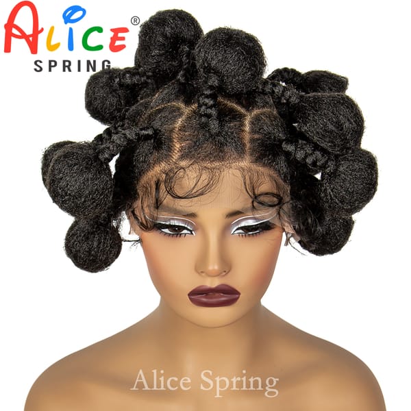 Full Lace Handmade Bantu Braided Wigs Synthetic knotless Braided Lace Wig for Black Women Short Braiding Hair Wig with Baby Hair