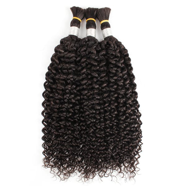 Bulk Hair For Braiding Jerry Curly Remy Indian Human Hair 10 to 24 Inches No Wefts 100g/piece Natural Color Hair Extension