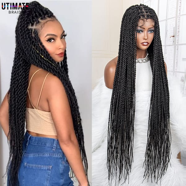 Twist Braided Wigs Synthetic Full Lace Frontal Wig 40 Inches Knotless Braiding Wigs Pre Plucked with Baby Hair for Black Women