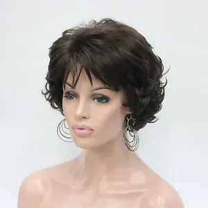 Wavy Curly Chestnut Brown Short Synthetic Hair Full Women's Wigs For Everyday